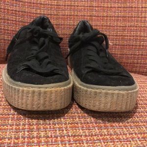 Black faux suede creeper